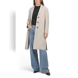 ICONS BY CINZIA ROCCA Lavender Virgin Wool Blend Button Front Overcoat